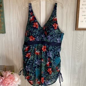 Navy floral swimsuit